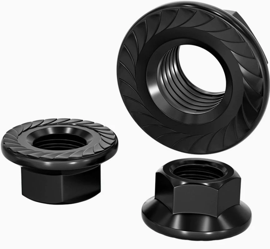 Grade 4.8 Black Hexagon Flange Nut With Serrations suppliers